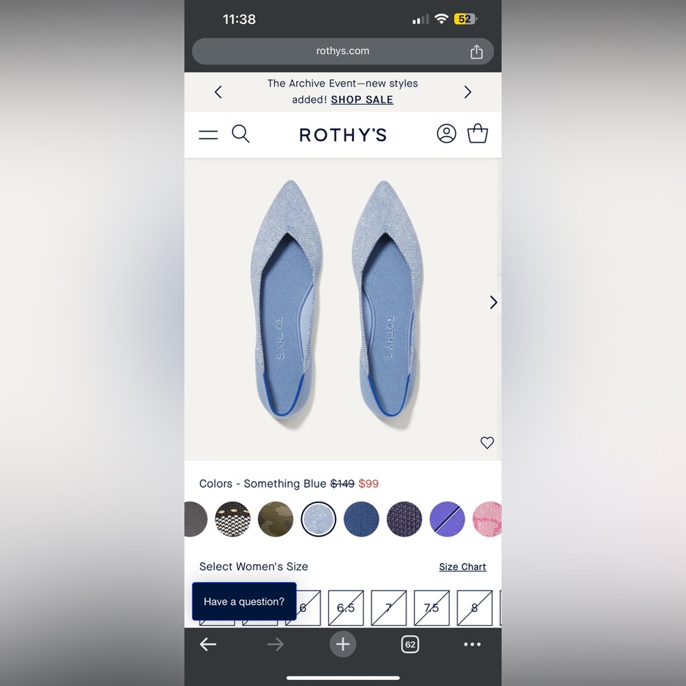 Rothy’s Bkue Flats NWT WITH BOX